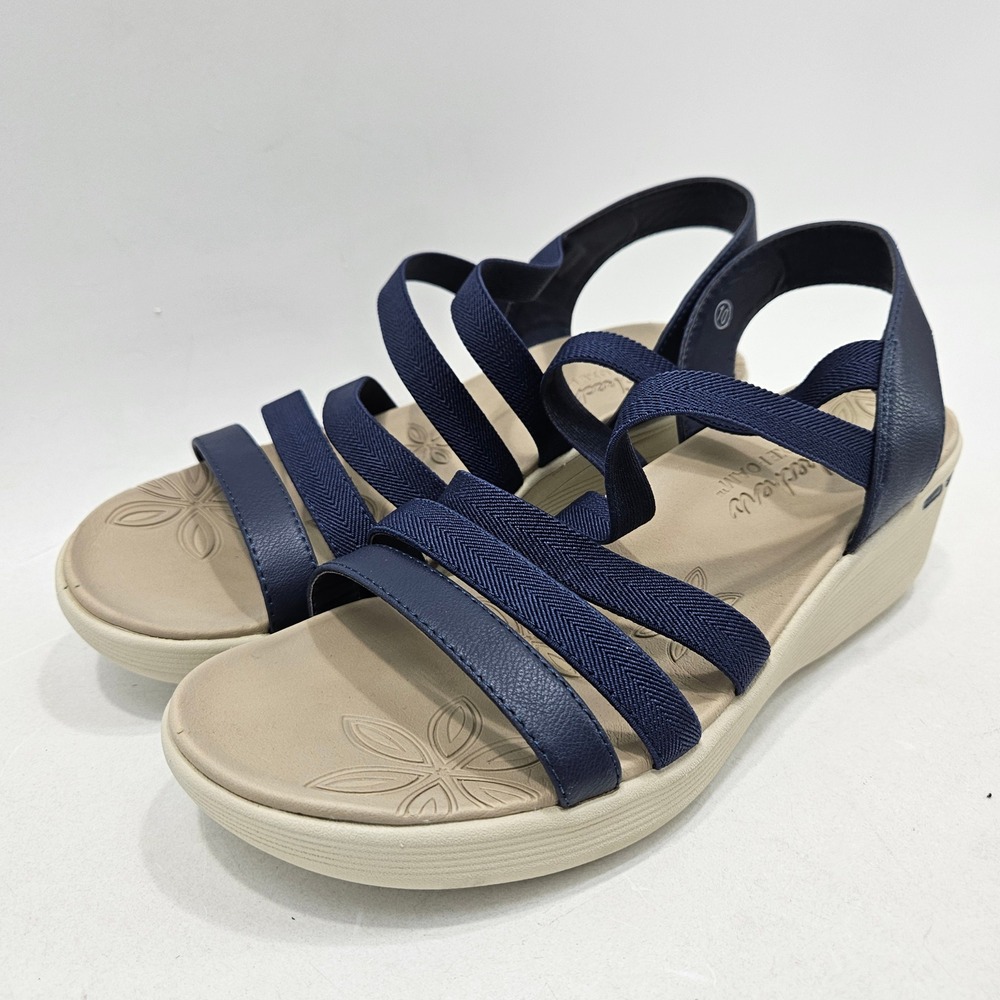 Skechers Rumblers Sci-Fi Wedge Sandals Womens 10 Navy Blue Strappy Luxe 163270